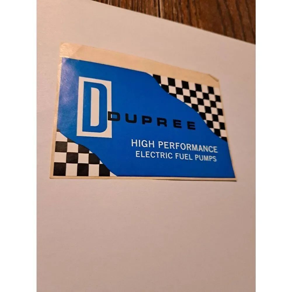 Vintage Original RARE 60s Dupree Hi Performance Electric Fuel Pump Decal Sticker